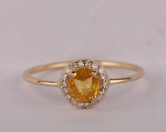 0,74 Ct Naturdiamant Pave Ring: 14k Gelbgold handgemachter Schmuck