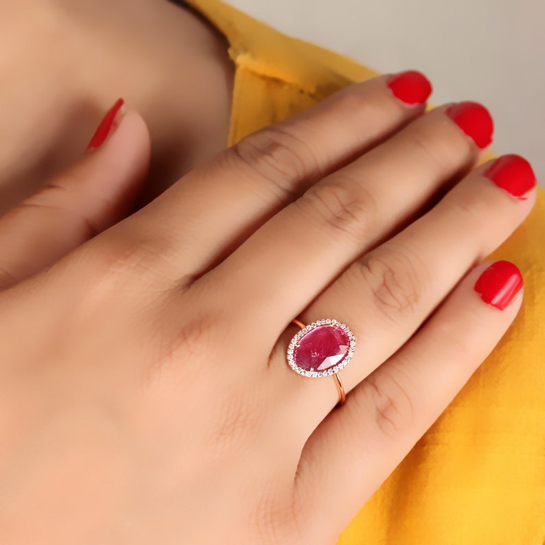 Genuine 1.37 Ct Pink Tourmaline Gemstone Cocktail Ring Diamond Pave Solid 14k Rose Gold Fine Jewelry Thanksgiving Day Gift For LOVE