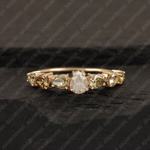 Solid 14k Yellow Gold Natural Pave diamond Statement Ring Handmade Fine Jewelry Gift For Women&#39;s
