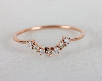 Solid 14k Rose Gold Ring Princess & Round Shape Natural Diamond Fine Ring Handmade Fine Jewelry Gift For Women's/Birthday /Anniversary Gift