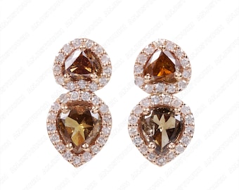 Solid 14K Yellow Gold Diamond Stud Earrings, 1.07 Ct Round Cut Natural Diamond Jewelry