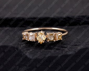 Natürlicher Diamant Pave Ring: 14k Gelbgold Handgemachter feiner Schmuck