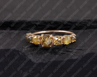 Handgemachter Pave Diamond Statement Ring: 14k Gelbgold Fine Jewelry