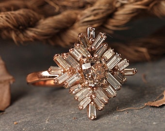 Handmade 2.15 Ct. Pave Diamond Ring: 14k Solid Rose Gold Statement Jewelry