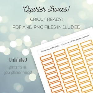 Orange Box Stickers! PRINTABLE Instant Download! Quarter Boxes! Fits Classic Happy Planner!