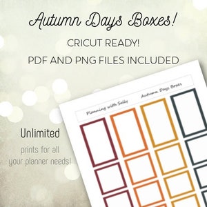 Autumn Days Box Stickers! PRINTABLE Instant Download! Multiple Sizes! Fits Classic Happy Planner!