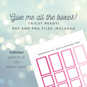 Pink Box Stickers! PRINTABLE Instant Download! Multiple Sizes! Fits Classic Happy Planner!