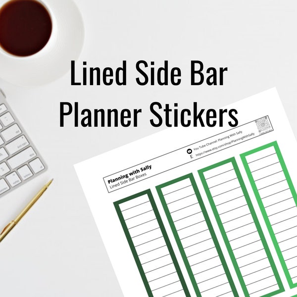 Green Sidebar Box Stickers! PRINTABLE Instant Download! Fits Classic Happy Planner and many more!