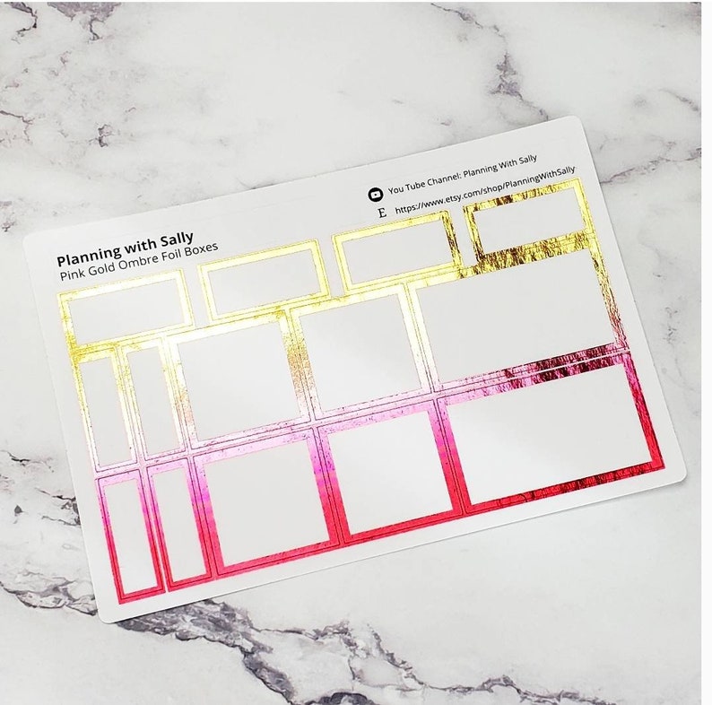 Foil Planner Box Stickers Multiple Sizes and Colors Etsy