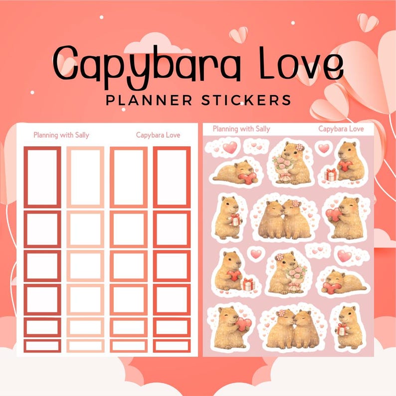 Capybara Love | Valentine's Day Planner Box and Watercolor Stickers ...