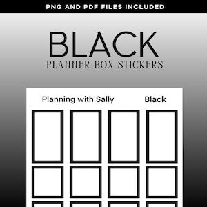 Black Box-stickers! AFDRUKBARE Instant Download! Meerdere maten! Past bij de klassieke Happy-planner!