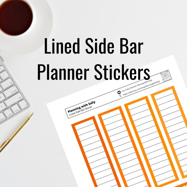 Orange Sidebar Box Stickers! PRINTABLE Instant Download! Fits Classic Happy Planner and many more!