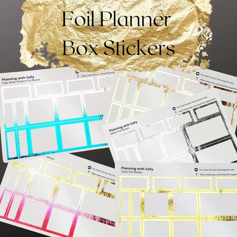 Foil Planner Box Stickers Multiple Sizes and Colors Etsy
