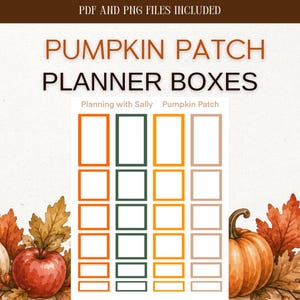 Stickers voor pompoenveldjes! Direct te downloaden en af ​​te drukken! Verkrijgbaar in verschillende formaten! Past in de klassieke Happy Planner!