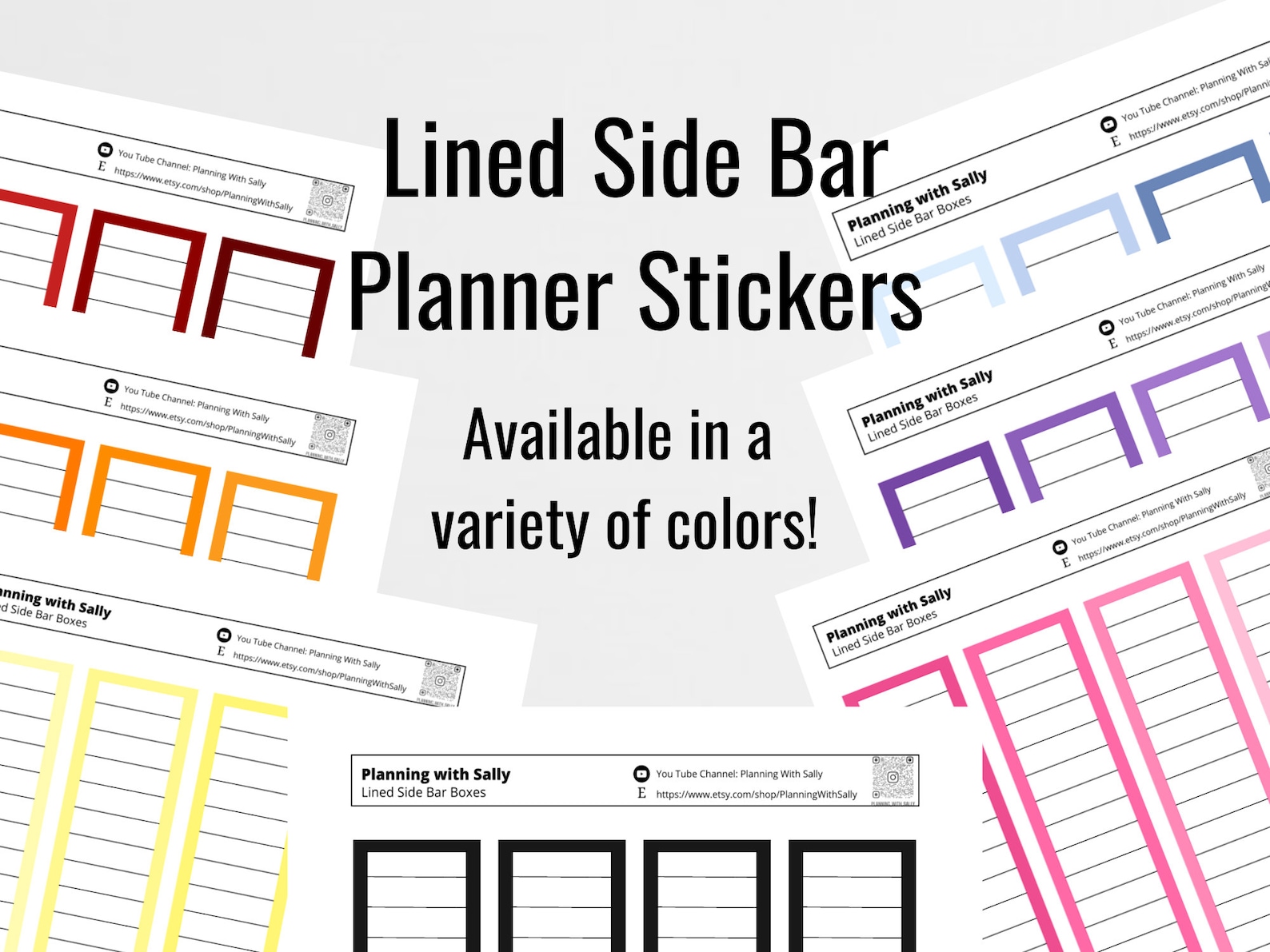 Lined Sidebar Planner Box Stickers: Multiple Colors Available! Fits ...