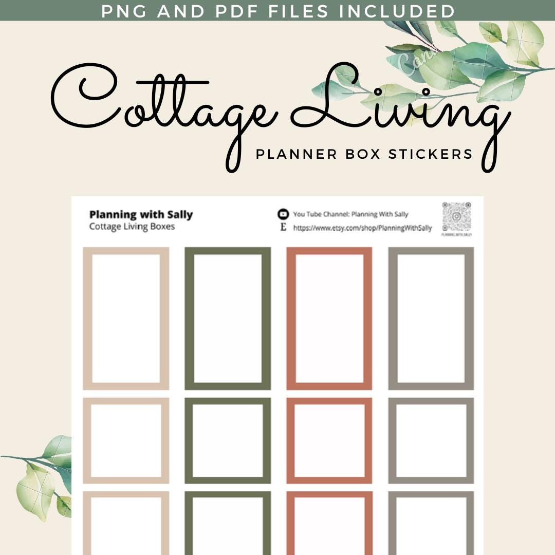 Cottage Living Box Stickers! PRINTABLE Instant Download! Multiple Sizes ...