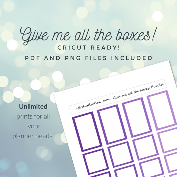 Purple Box Stickers! PRINTABLE Instant Download! Multiple Sizes! Fits Classic Happy Planner!