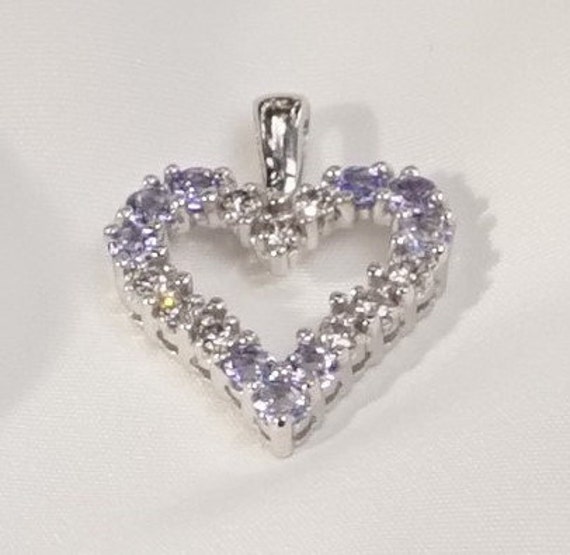 14K White Gold, Tanzanite and Diamond Heart Shape… - image 2