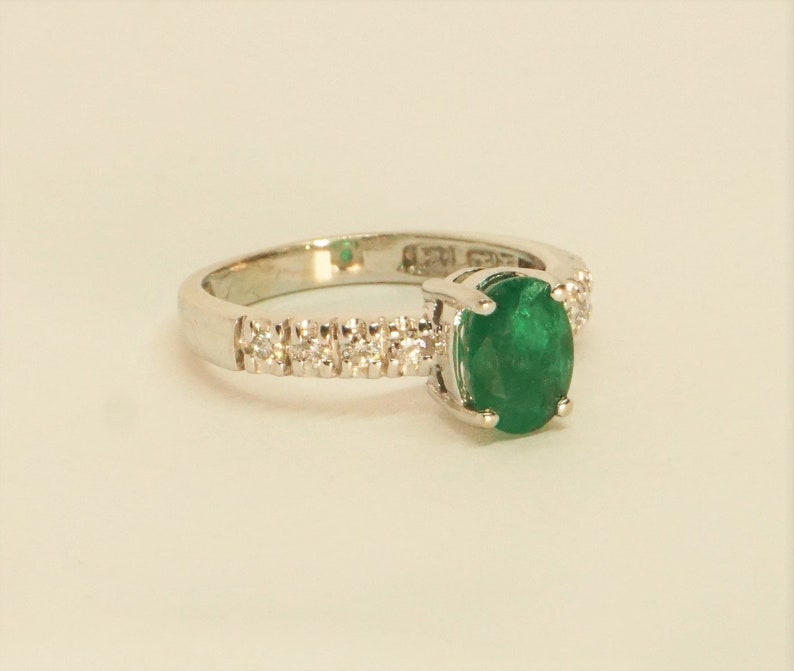 Certified 14K White Gold Emerald and Diamond Ring Size 7 - Etsy
