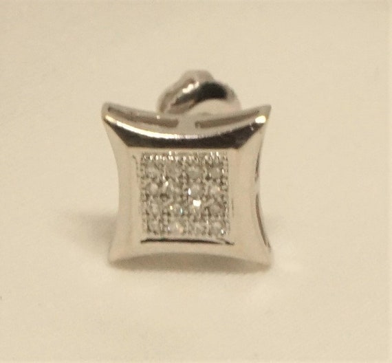 14K/10K White Gold and Diamond Single Stud Earring - image 7