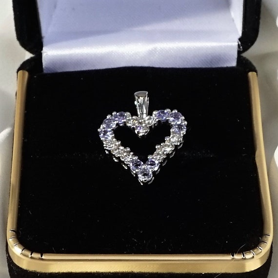 14K White Gold, Tanzanite and Diamond Heart Shape… - image 7