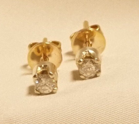 14k Gold And 24ct Tw Diamond Stud Earrings 1 5 Grams Etsy