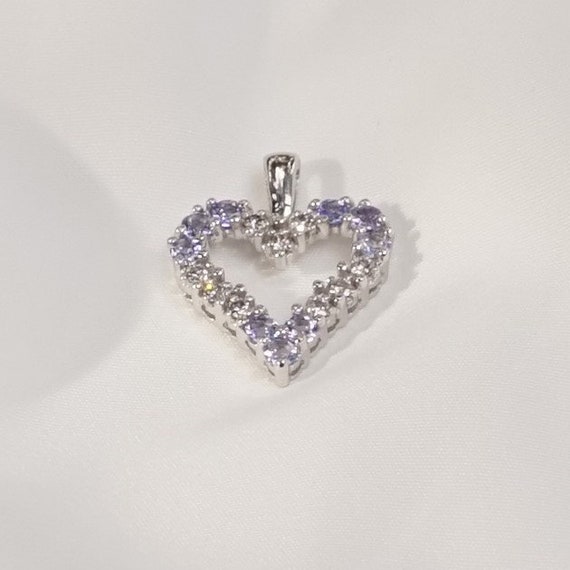 14K White Gold, Tanzanite and Diamond Heart Shape… - image 3