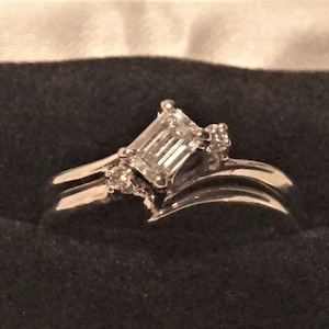 14K White Gold Diamond Wedding Set, size 5 1/4. LAYAWAY available for this item, contact shop owner for more information image 1