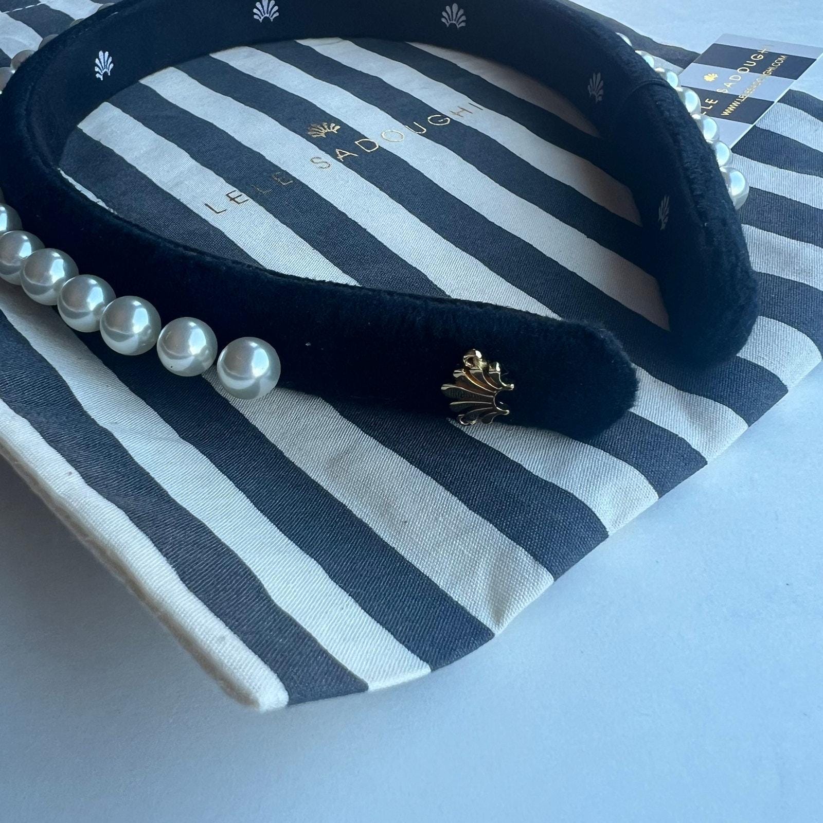 Lele Sadoughi Black Velvet Pearl Headband New lele sadoughi pearl embellished velvet | Mercari main image 3