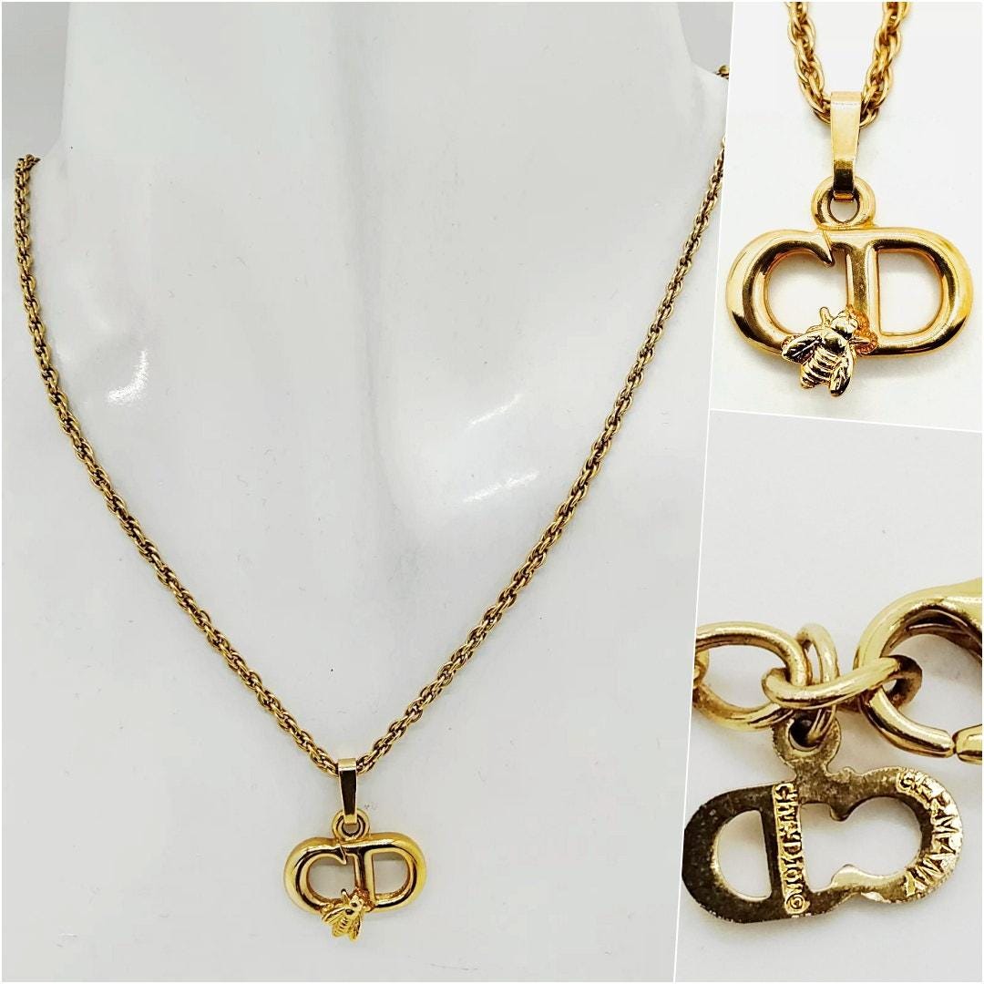 アクセサリー Christian Dior Vertical CD logo necklace CHRISTIAN Women DIOR CD Logo Necklace Gold
