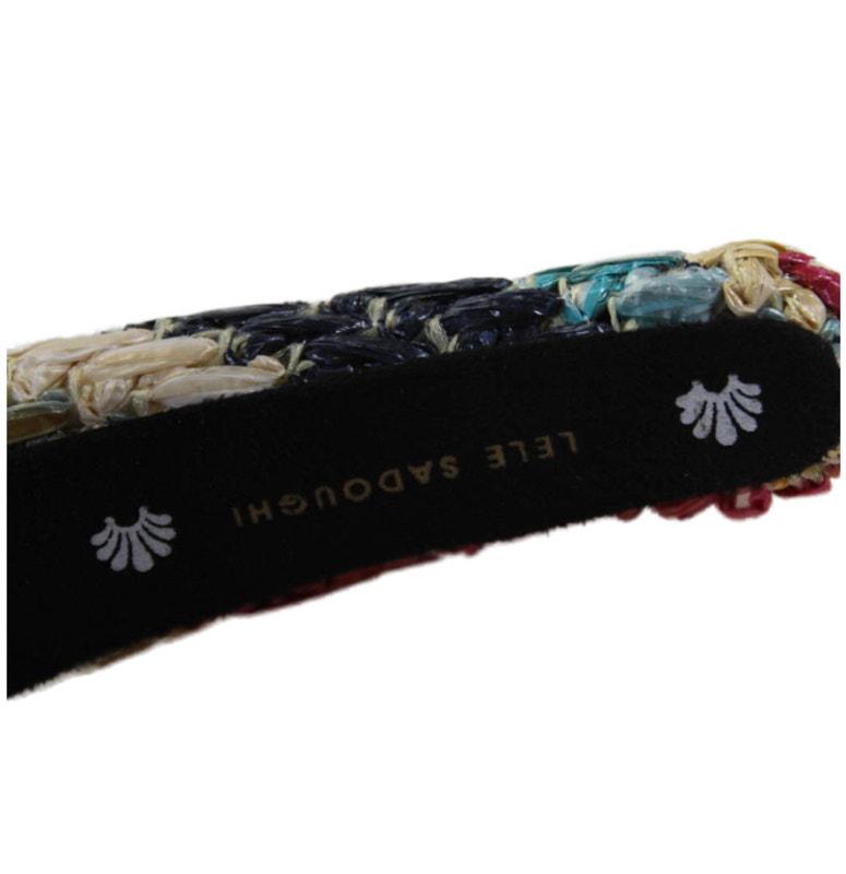 RARE Lele Sadoughi Raffia Woven Alice Headband Gold Logo  display picture 2