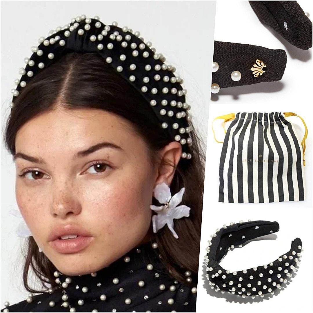 Lele Sadoughi Black Embellished Kids Headband Lele Sadoughi Classic Black Headband | Shopbop main image 3