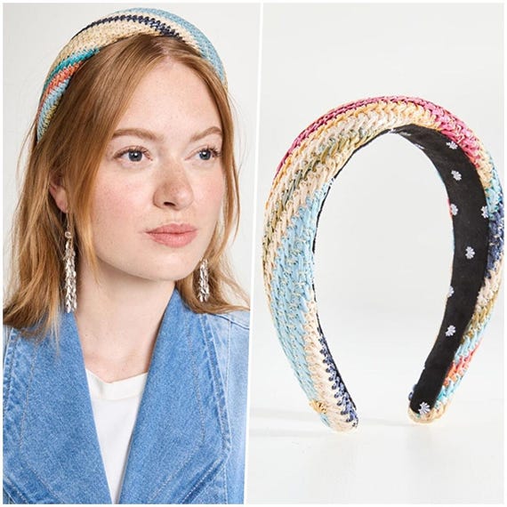 Lele Sadoughi Raffia Alice Headband Like New Raffia Alice Headband- Mermaid Rainbow – Monkee main image 4