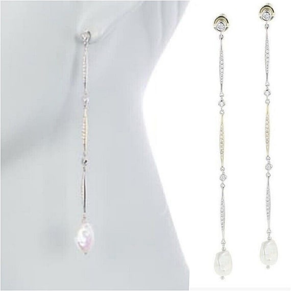 Carolee River Freshwater Pearl Linear Cubic Zirco… - image 1
