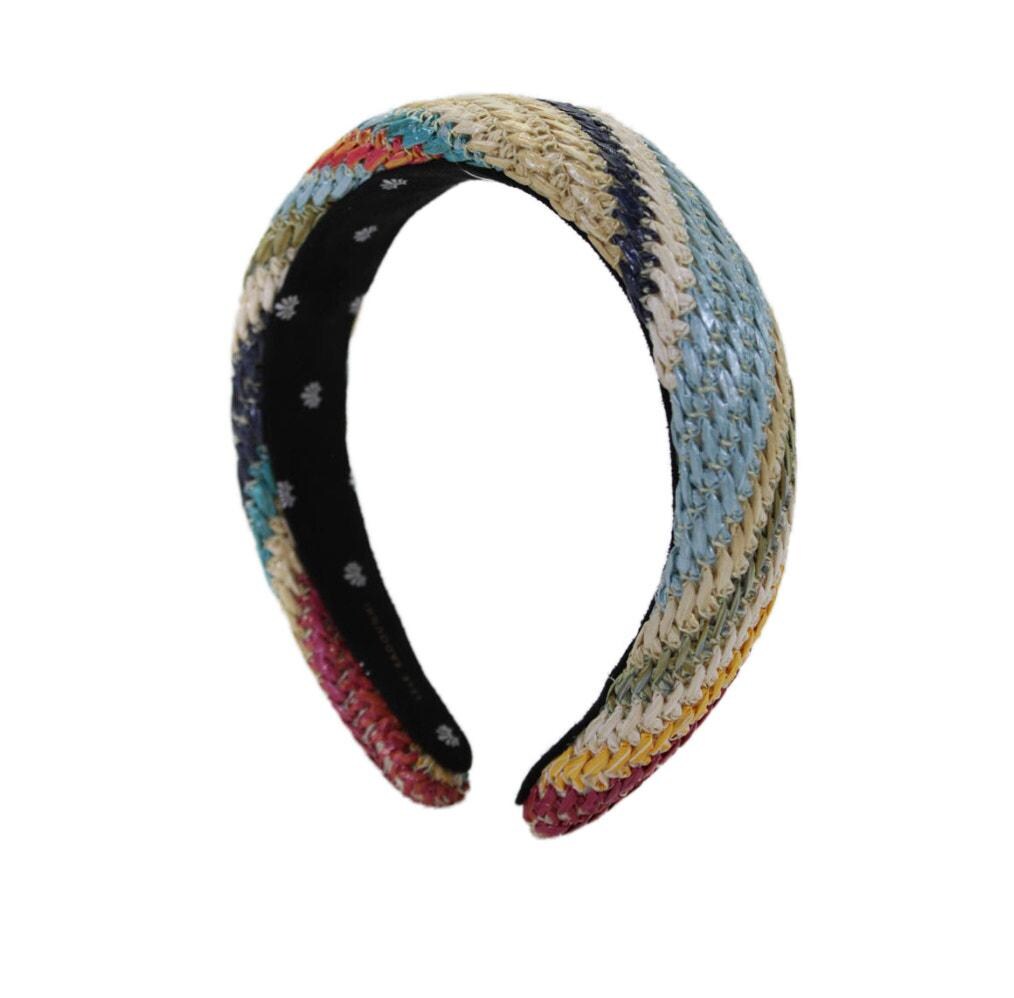 RARE Lele Sadoughi Raffia Woven Alice Headband Gold Logo  display picture 1