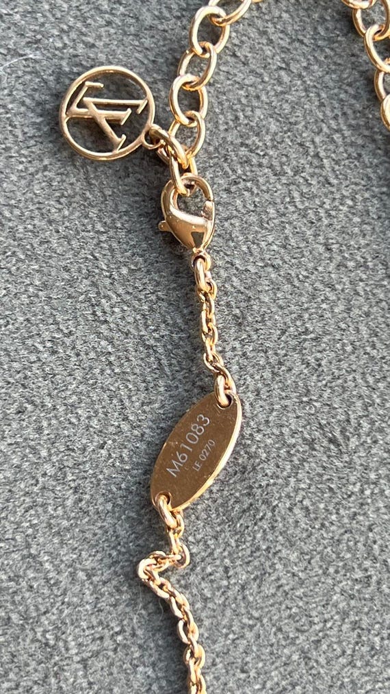 LOUIS VUITTON Essential V Necklace Gold LV Pendant - Etsy
