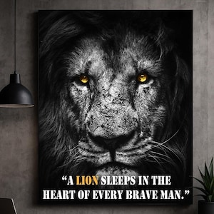 Motywacyjny wydruk cyfrowy Lion – potężna sztuka ścienna dla mężczyzn | Plakat do druku do biura, siłowni lub wystroju domu
