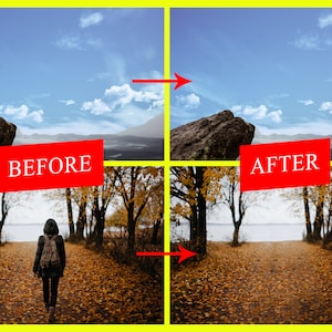 Puede incluir: Imagen dividida que muestra una comparaci&oacute;n de antes y despu&eacute;s. La mitad superior representa a una persona sobre una roca con un fondo monta&ntilde;oso. La mitad inferior muestra a una persona caminando por un camino con &aacute;rboles. Se muestran los textos "ANTES" y "DESPU&Eacute;S".