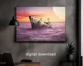 Sail Beyond Limits – Inspirational Digital Art Print (A4/A3)