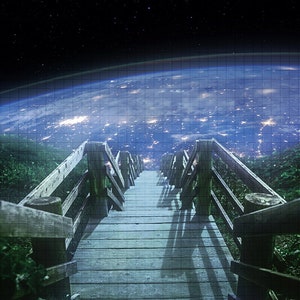 Fondo digital con vista de la Tierra, composición para fotografía espacial (descarga digital)