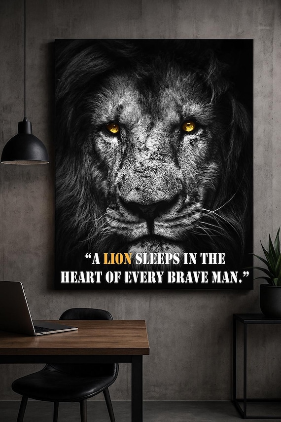 Lion Motivational Art Print – Powerful Decor for Gym, Office (Digital Download)