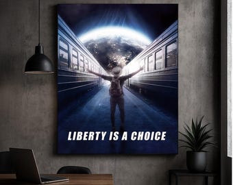Inspirational Train Tunnel Art – Liberty Quote, Modern Print (Digital Download)