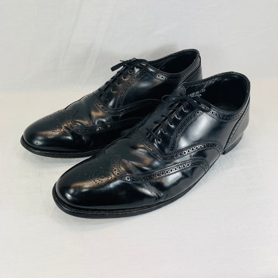 Classic Vintage 80’s Florsheim Black Leather Wingtips… - Gem