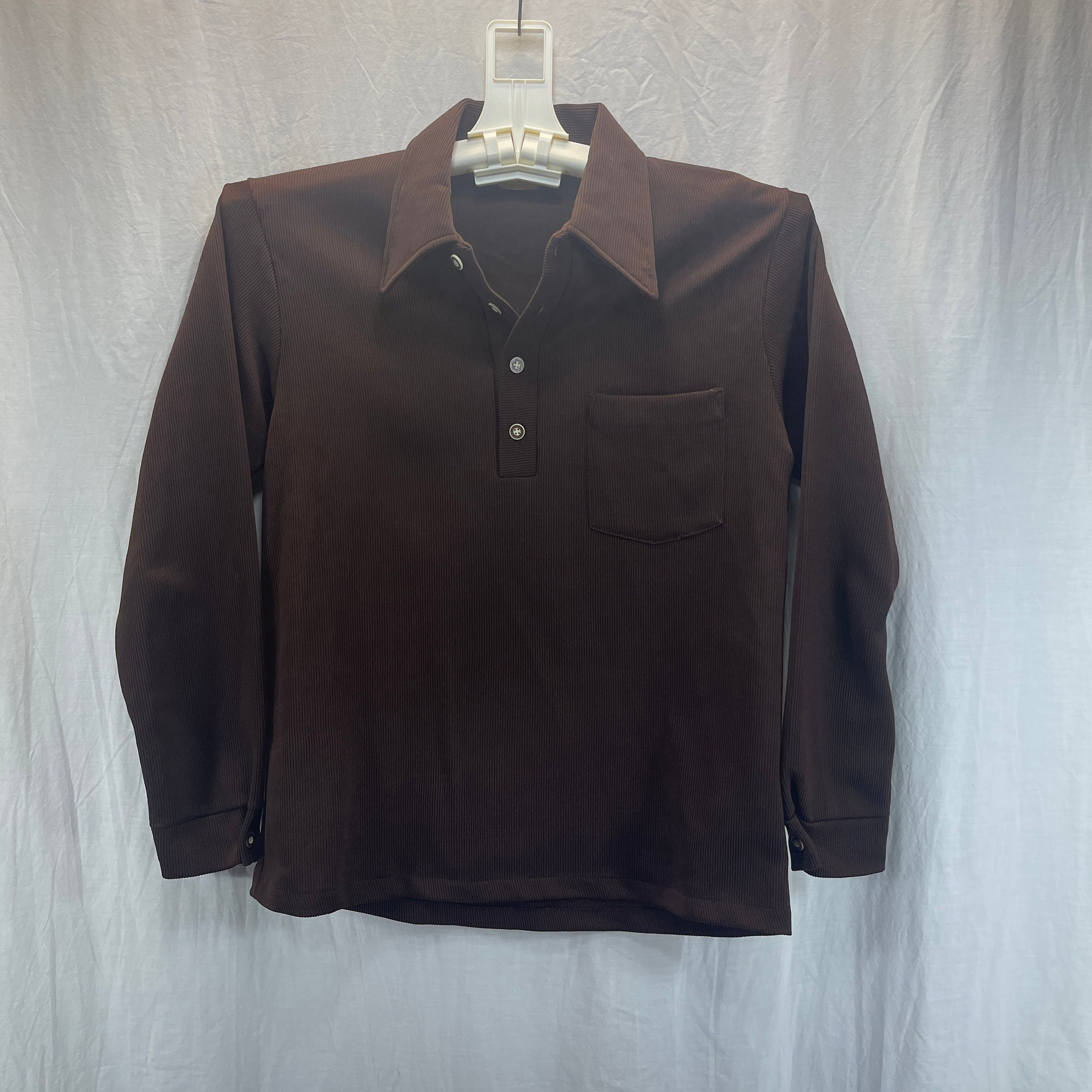 70s Knit Dagger Collar Shirt Men's Medium Woodgrain Etsy