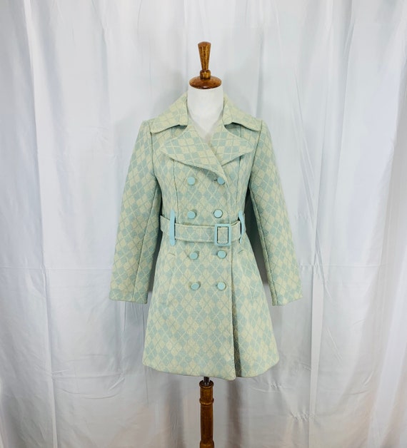 Vintage 60’s Mod Wool Tweed Notched Collar Car Coa