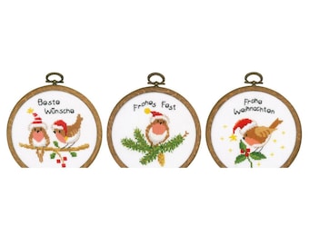 Vervaco CHRISTMAS BIRDS  Miniatures Counted Cross Stitch Kit 3.25"X4.75" - 18 Count - NEW