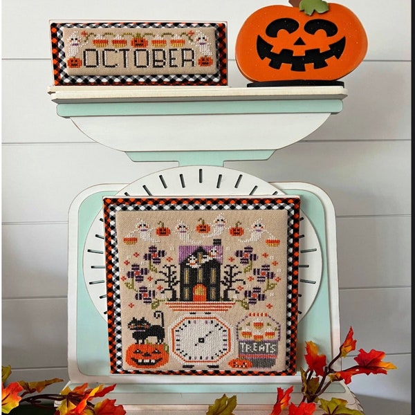 Stitching With The Housewives Monthly WEIGH IN OCTOBER Cross Stitch Pattern ~ Priscilla Blain ~ Halloween Cross Stitch