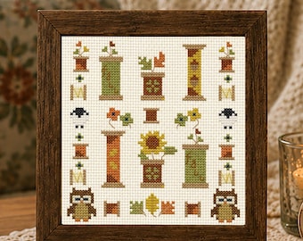 Seasonal Spools Autumn  Cross Stitch Pattern, Autumn Sampler Chart, Seasonal Spools Cross Stitch Series, Fall Cross Stitch Design