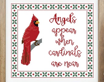 PDF Anabella's Needleart In Remembrance ~ Angels Appear When Cardinals Are Near Cross Stitch Chart ~ Christmas Cross Stitch ~ PDF DOWNLOAD