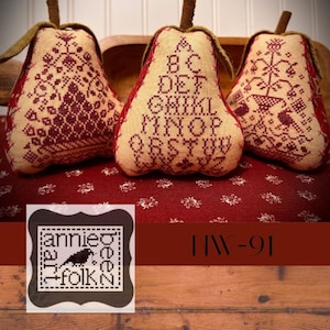Annie Beez REDWORK PEARS Cross Stitch Pattern ~  Annie Beez Cross Stitch Charts